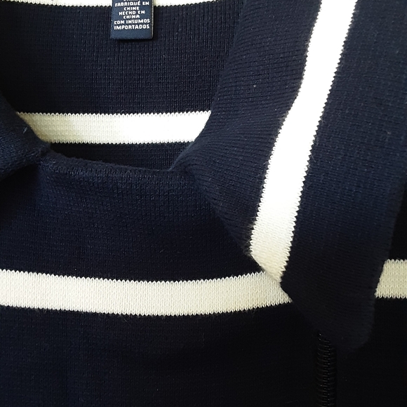 Chaps Navy and Ivory Zip Up Collared Sweater Cardigan XL - Picture 3 of 8